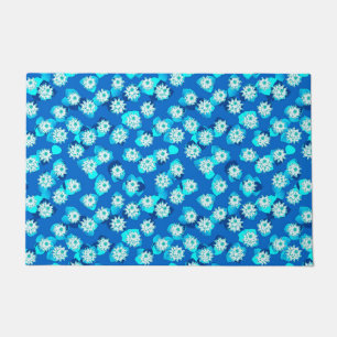 Felpudo Patrón de lirio de agua, turquesa, azul y blanco