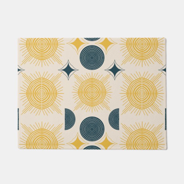 Felpudo Patrón de luna de sol celestial Boho (Anverso)