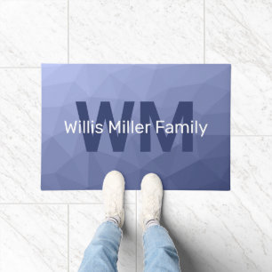 Felpudo Patrón de malla geométrica gradiente azul gris Mon