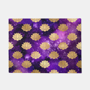 Felpudo Patrón de Mandala Dharma de Galaxia Dorada y Púrpu