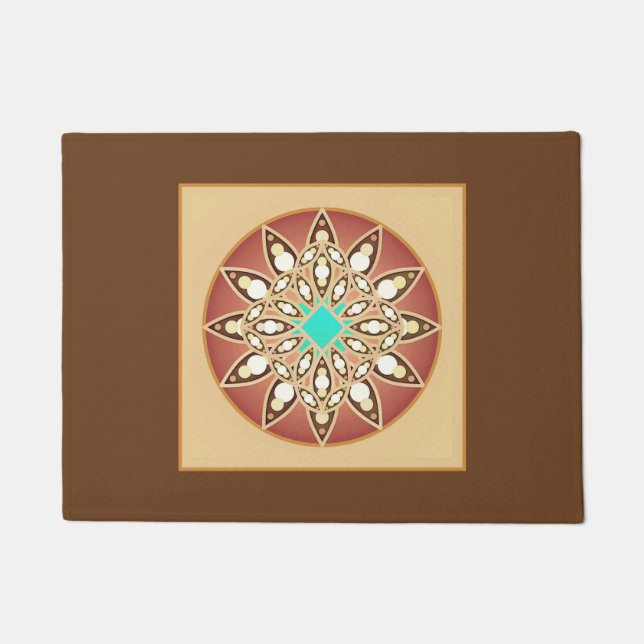 Felpudo Patrón de Mandala en caramelo y chocolate (Anverso)
