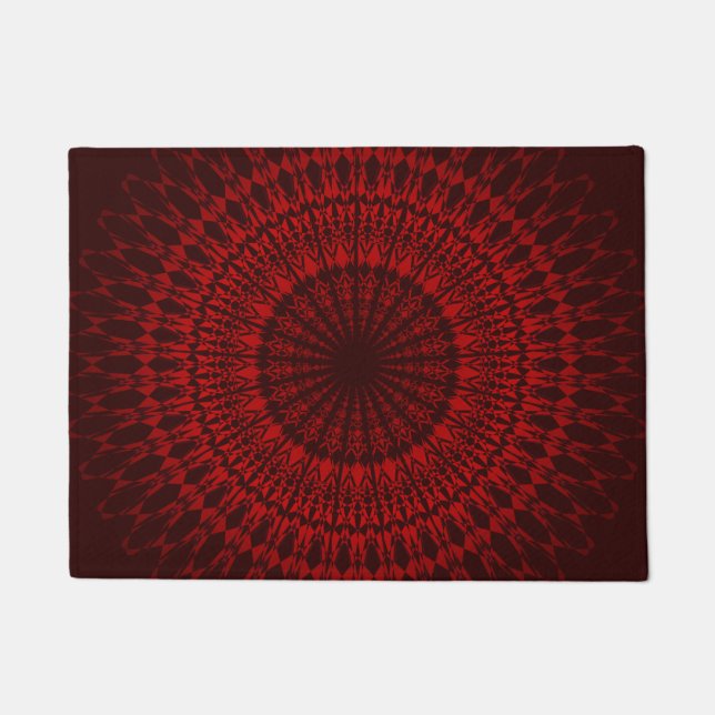Felpudo Patrón de Mandala rojo oscuro (Anverso)
