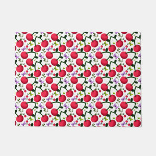 Felpudo Patrón de mariposa de cereza linda, Fruta Kawaii B