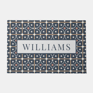 Felpudo Patrón de mosaico azul personalizado