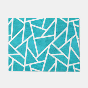 Felpudo Patrón de mosaico azul-verde y blanco