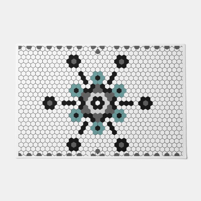Felpudo Patrón de mosaico de invierno de Snowflake Fun Win (Anverso)