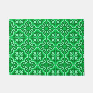 Felpudo Patrón de mosaico marroquí embellecido, verde esme