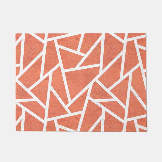 Felpudo Patrón de mosaico naranja mandarín (Anverso)