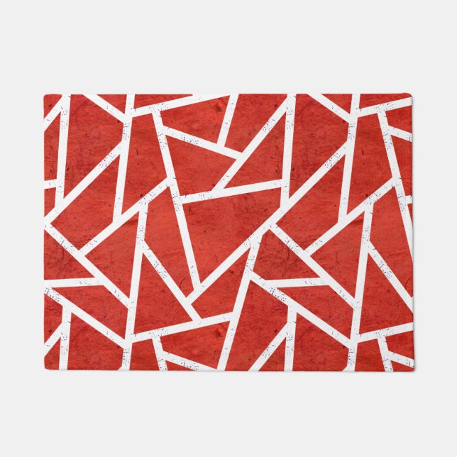Felpudo Patrón de mosaico rojo y blanco (Anverso)