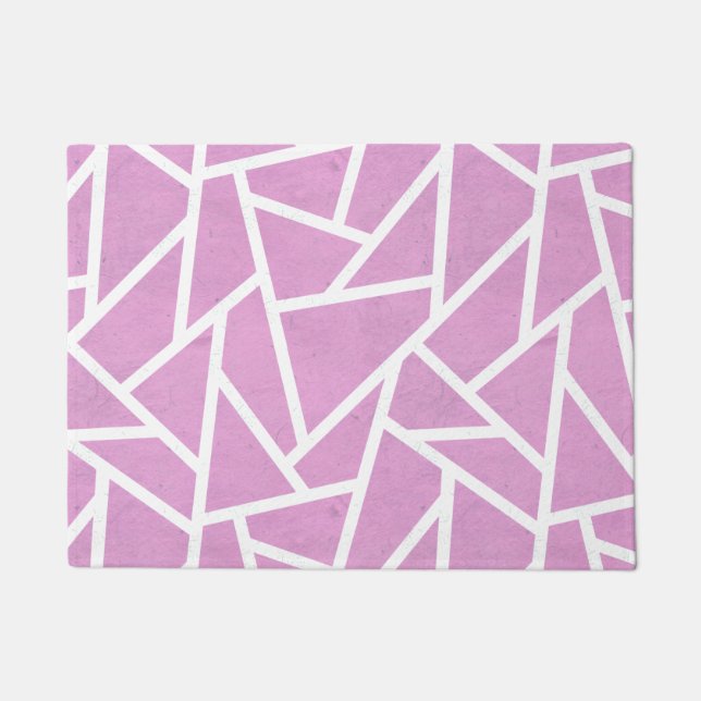 Felpudo Patrón de mosaico rosa y blanco (Anverso)