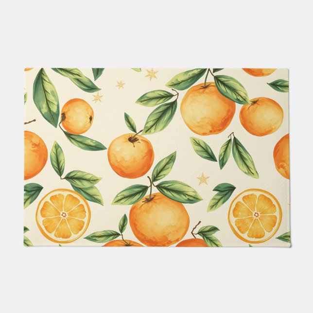 Felpudo Patrón de naranjas acuarela Citrus (Anverso)
