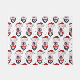 Felpudo Patrón de Navidades de Perro de Cute Bull Terrier