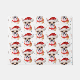 Felpudo Patrón de Navidades de perros chihuahua