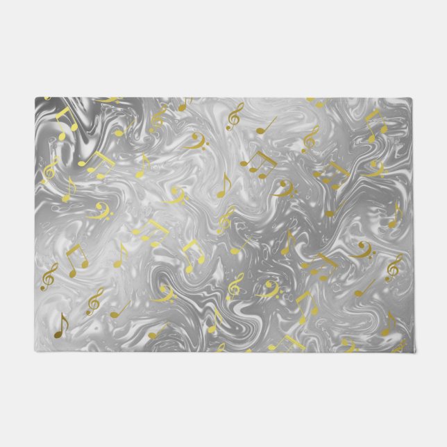 Felpudo patrón de notas de música elegante (Anverso)