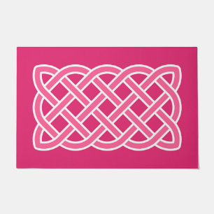 Felpudo Patrón de nudos celtas, rosa y blanco fucsia