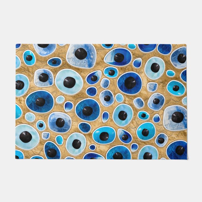 Felpudo Patrón de ojos malvados hundió piedras en oro (Anverso)