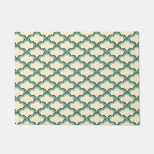 Felpudo Patrón de ondas de estilo retro verde