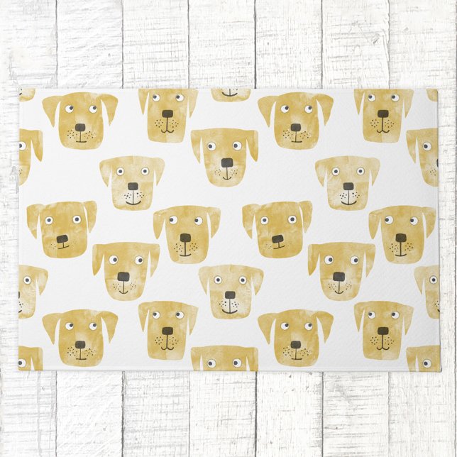 Felpudo Patrón de perro recuperador de Labrador dorado lin (Golden Labrador Retriever dog pattern doormat)
