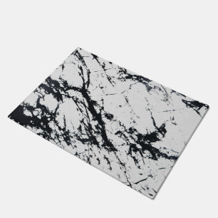Felpudo Patrón de Piedra de Mármol Blanco y Negro