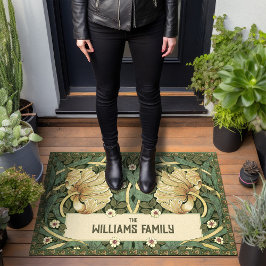 Felpudo Patrón de Pimpernel Oro Verde William Morris