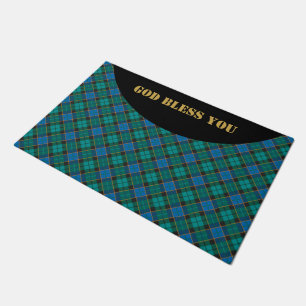 Felpudo Patrón de plaids de Tartán - verde azul tradiciona