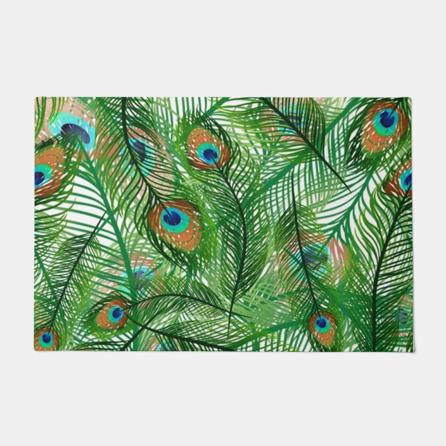 Felpudo patrón de plumas de pavo real (Anverso)