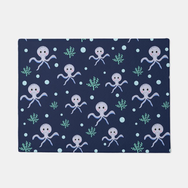 Felpudo Patrón de pulpo bajo el mar (Anverso)