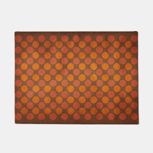 Felpudo Patrón de puntos retro vintage naranja y marrón
