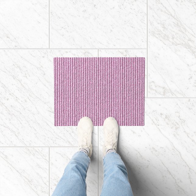 Felpudo Patrón de raya de pana rosa casual (Interior)