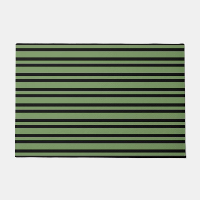 Felpudo Patrón de rayas negras verdes (Anverso)