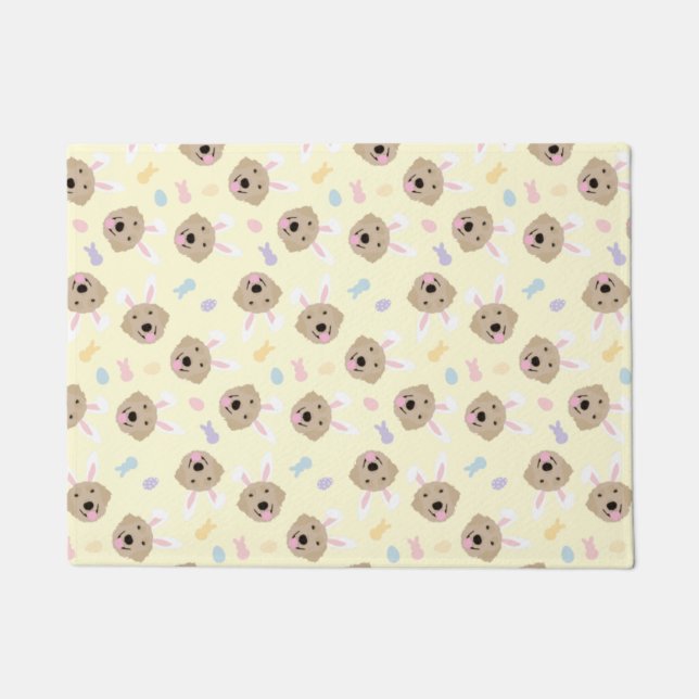 Felpudo Patrón de recuperación de oro de conejo de pascua (Anverso)