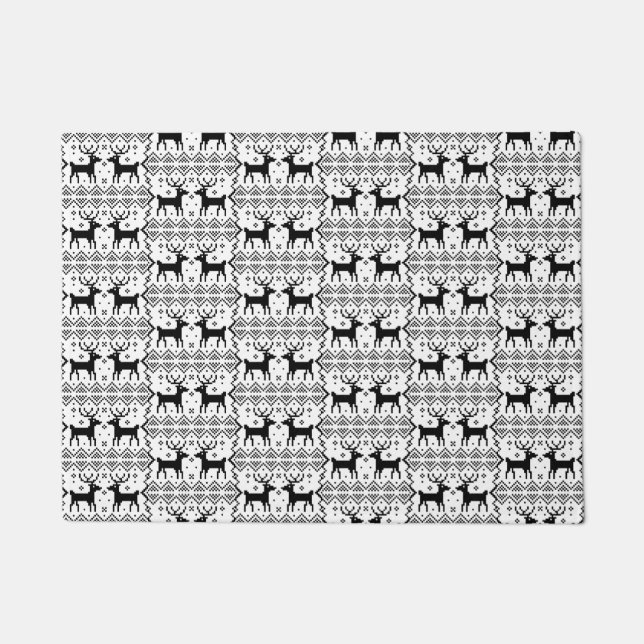 Felpudo Patrón de renos Navidades de vacaciones de inviern (Anverso)