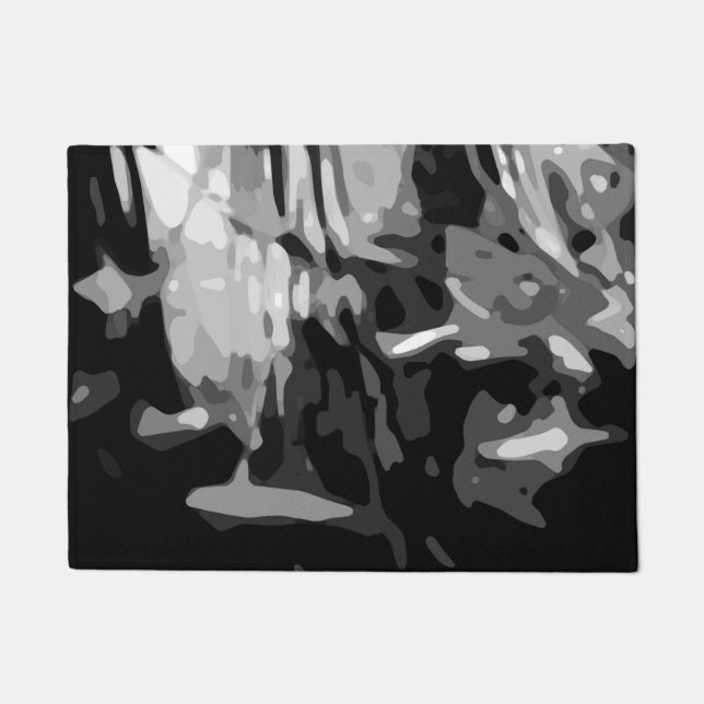 Felpudo Patrón de resumen gris blanco negro moderno (Anverso)