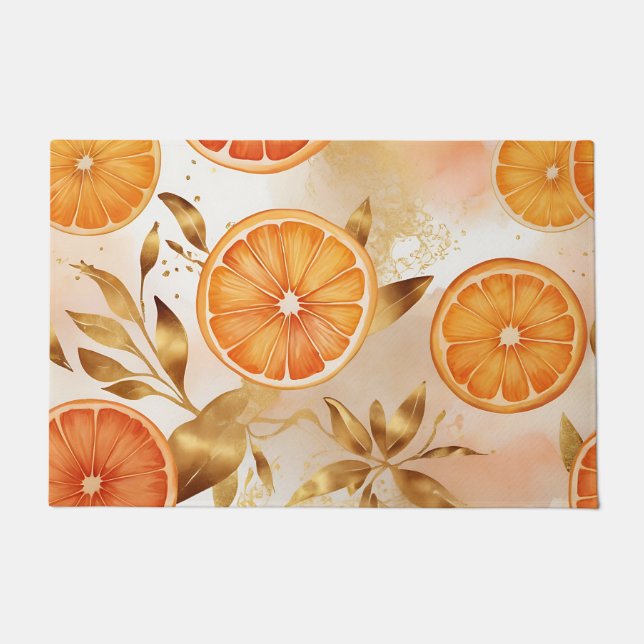 Felpudo Patrón de Rodaja de Naranja Dorada (Anverso)
