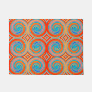 Felpudo Patrón de rotación de resumen azul naranja