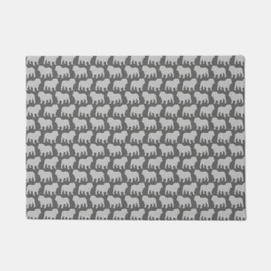 Felpudo Patrón de siluetas de Bulldog  Gris de Perro Love