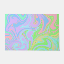 Felpudo Patrón de Swirl Pastel verde azul púrpura