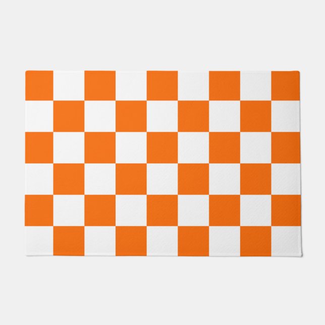Felpudo Patrón de tablero de naranjas retro Checkerboard (Anverso)