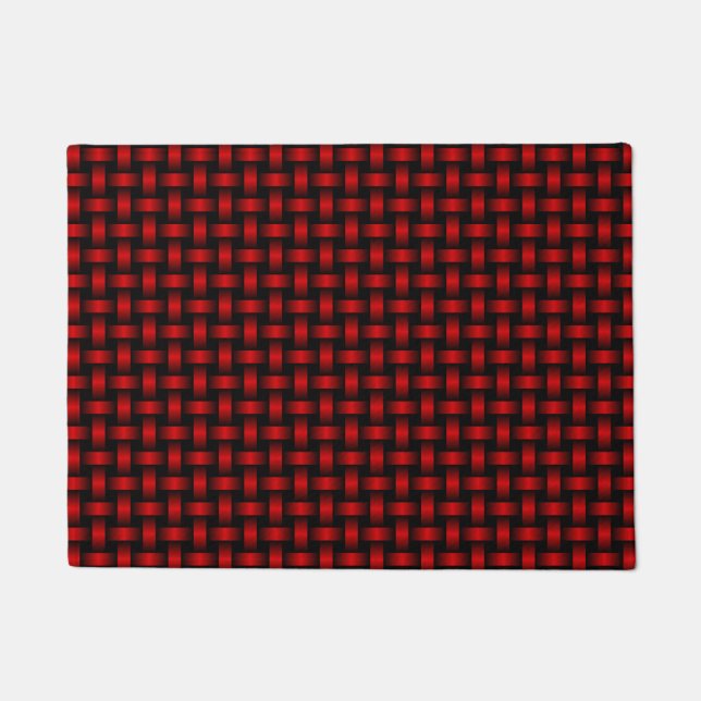Felpudo Patrón de Tejido Rojo Negro (Anverso)