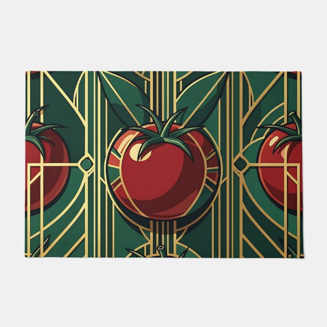 Felpudo Patrón de Tomate Art Déco (Anverso)