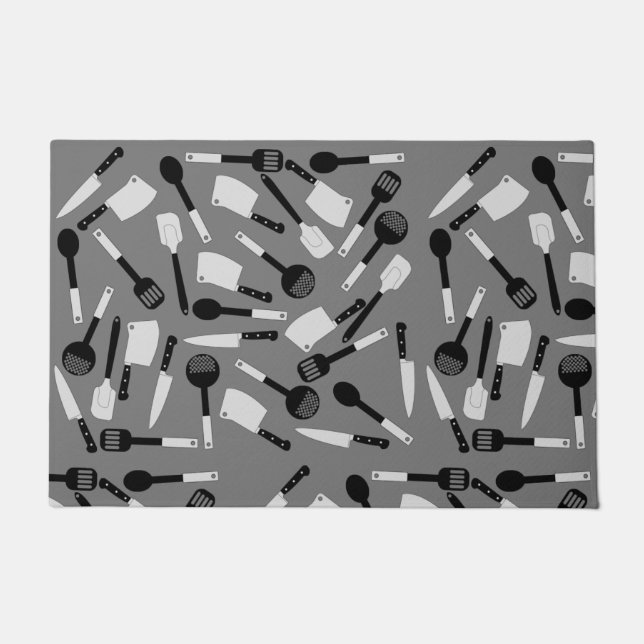 Felpudo Patrón de utensilios de cocina (Anverso)
