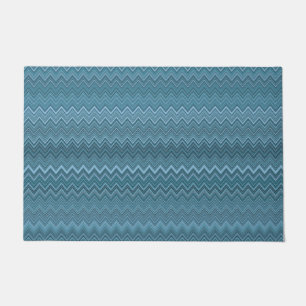 Felpudo Patrón de zigzag gris azul