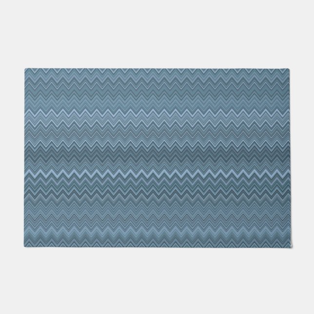Felpudo Patrón de zigzag gris azul (Anverso)