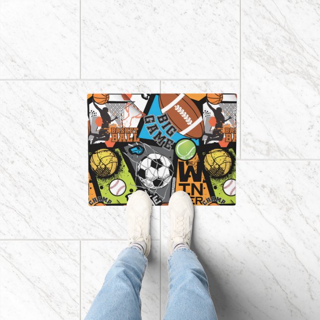 Felpudo Patrón Deportivo Con Balones (Interior)