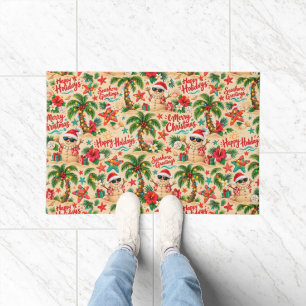Felpudo Patrón Divertido de Navidad Tropical
