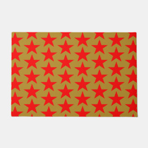 Felpudo Patrón Estrella Dorada Y Roja