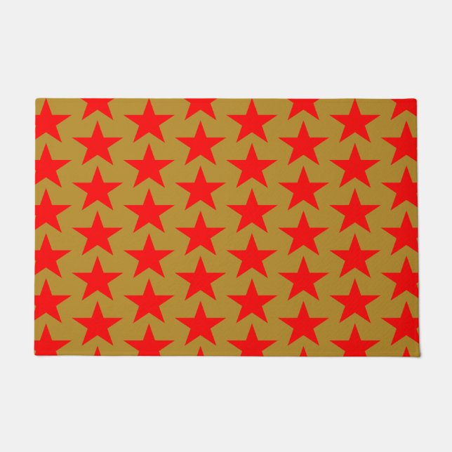 Felpudo Patrón Estrella Dorada Y Roja (Anverso)