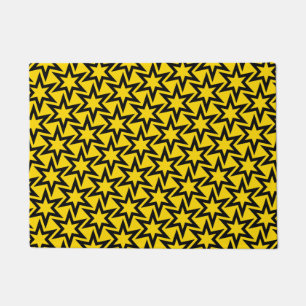 Felpudo Patrón Estrella Geométrica Negro Y Amarillo