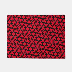 Felpudo Patrón Estrella Geométrica Negro Y Rojo