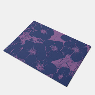 Felpudo Patrón floral azul malva